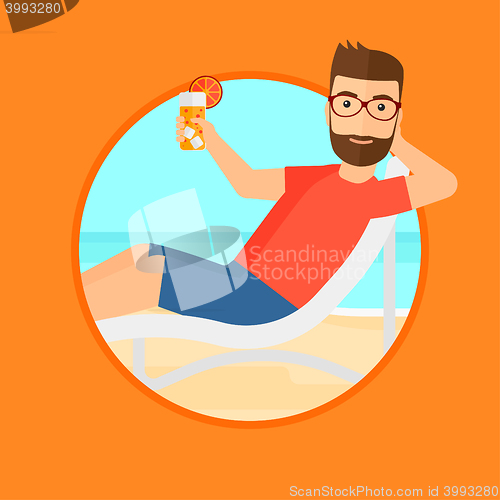 Image of Man relaxing on beach chair.