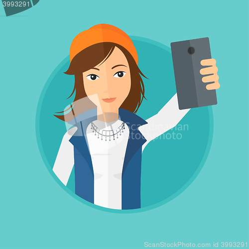 Image of Woman making selfie.