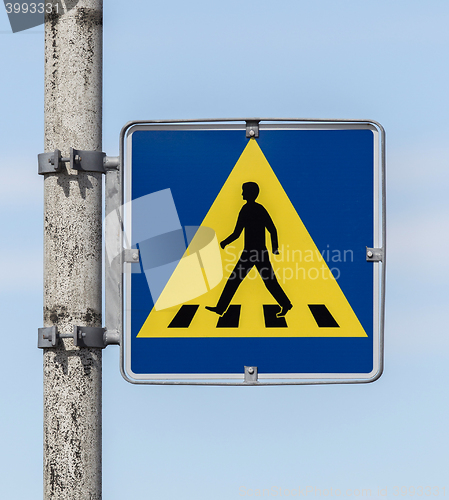 Image of Vintage pedestrian transit traffic sign in Iceland 