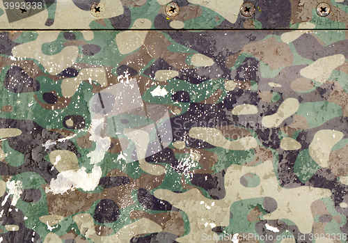 Image of Piece of aircraft grunge metal background, army camo