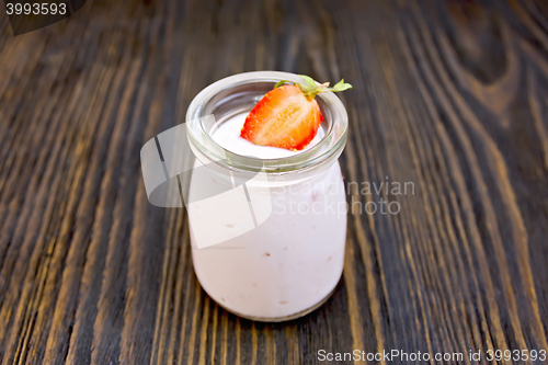 Image of Yogurt with strawberries on board