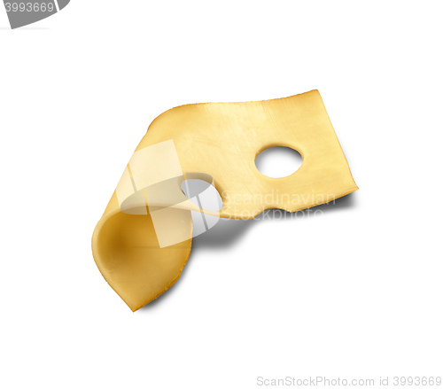 Image of Piece of tasty fresh cheese isolated on white