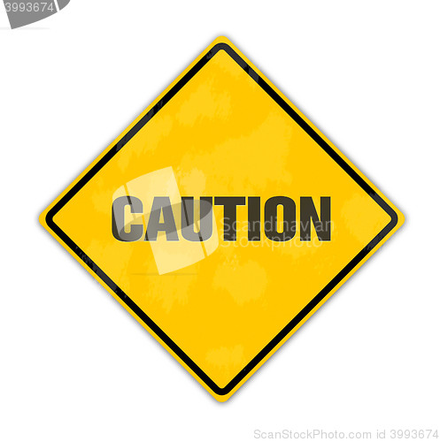 Image of yellow caution traffic sign with copyspace for text message