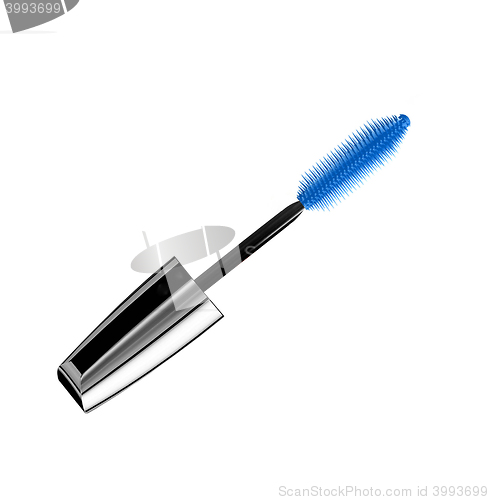 Image of blue mascara for eyes isolated on the white background