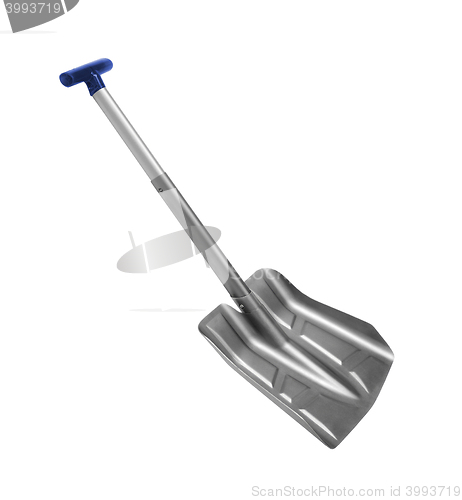 Image of silver snow shovel isolated on white.