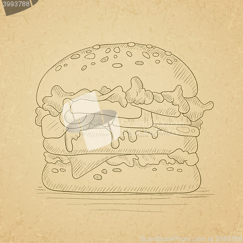 Image of Delicious and appetizing hamburger.