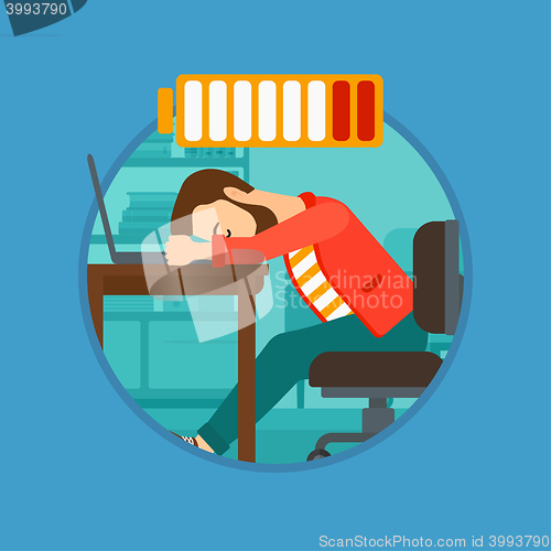 Image of Man sleeping on workplace.