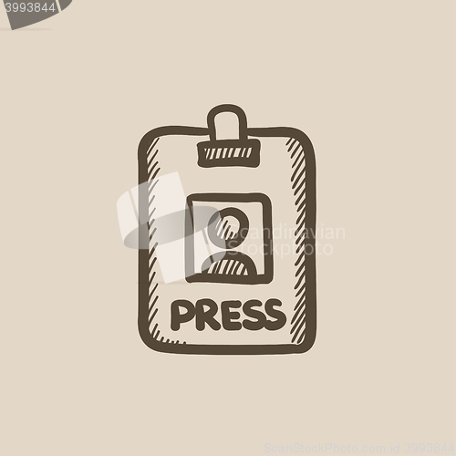 Image of Press pass ID card sketch icon.