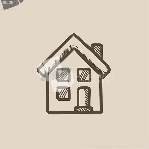 Image of Two storey detached house sketch icon.