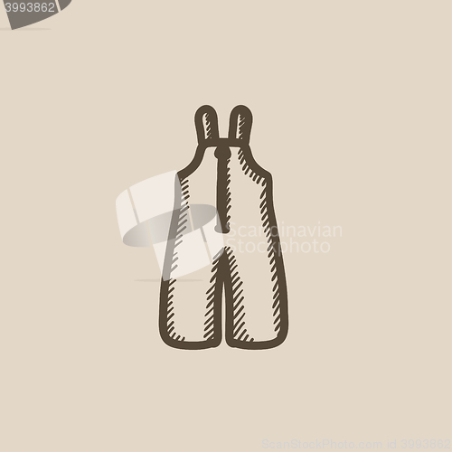 Image of Baby winter overalls sketch icon.