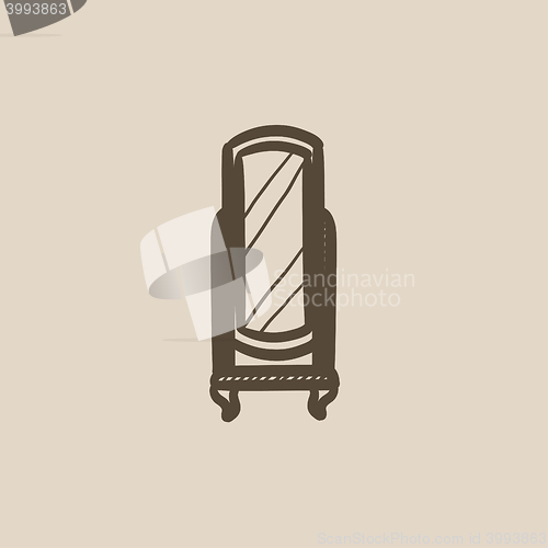 Image of Swivel mirror on stand sketch icon.