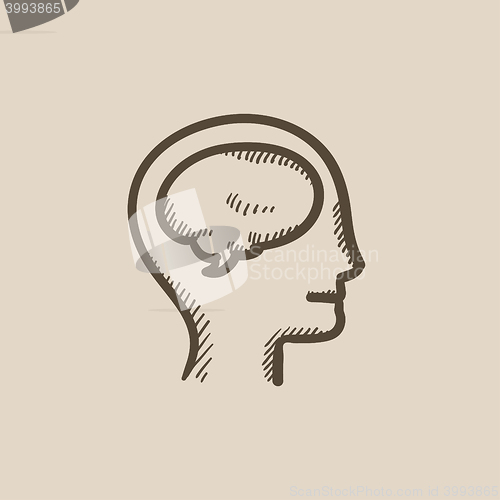 Image of Human head with brain sketch icon.