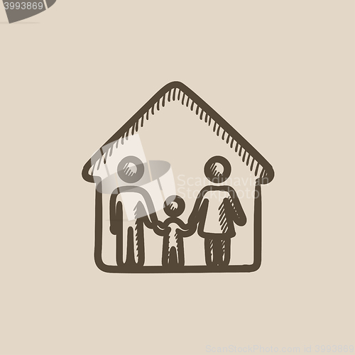 Image of Family house sketch icon.