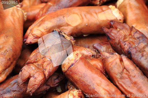 Image of smoked pig legs texture