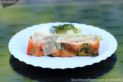 Image of salmon meat with dill