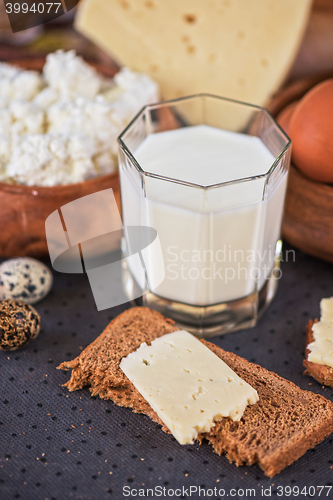 Image of still life with dairy products