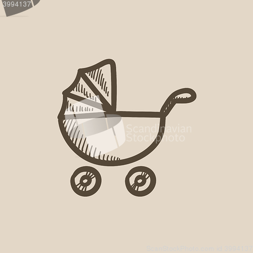 Image of Baby stroller sketch icon.