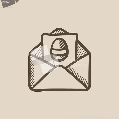 Image of Easter greeting card in envelope sketch icon.