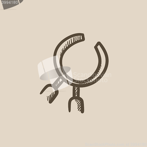 Image of Dental pliers sketch icon.