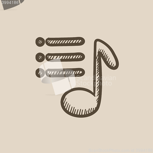 Image of Musical note sketch icon.