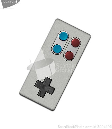 Image of retro game controller joystick isolated on white