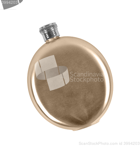 Image of Stainless hip flask isolated on white