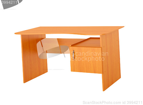 Image of Wooden computer table isolated on white, with clipping path