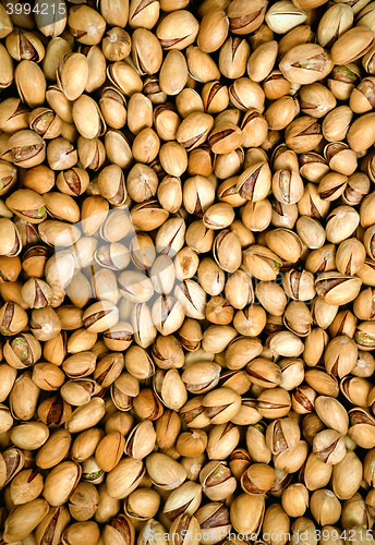 Image of Pile of pistachio nuts close up