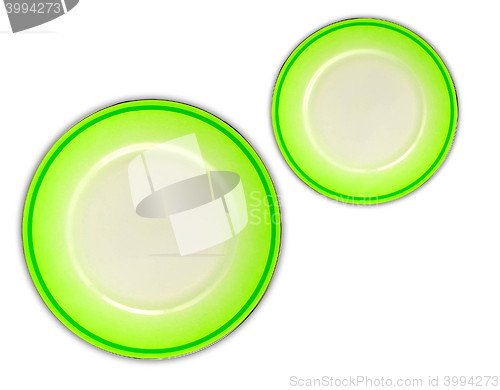 Image of Green plates on white background