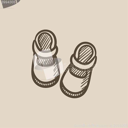 Image of Baby booties sketch icon.