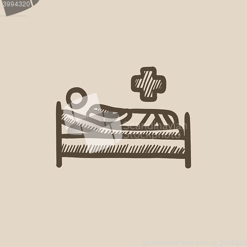 Image of Patient lying on bed sketch icon.