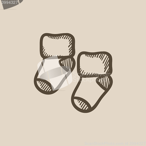 Image of Baby socks sketch icon.