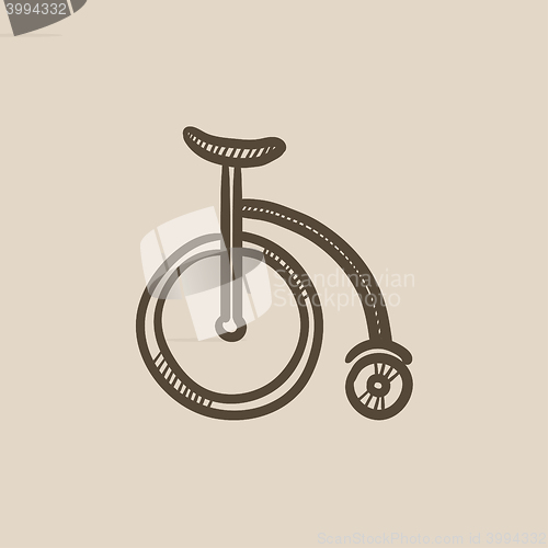 Image of Circus old bicycle sketch icon.
