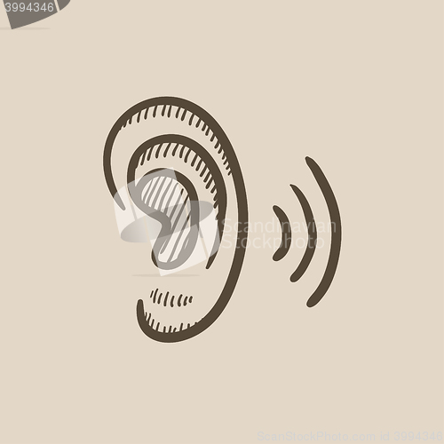 Image of Human ear sketch icon.