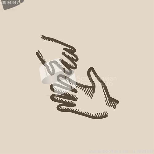 Image of Hands of parent and child sketch icon.