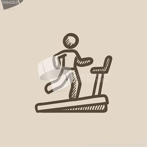 Image of Man running on treadmill sketch icon.