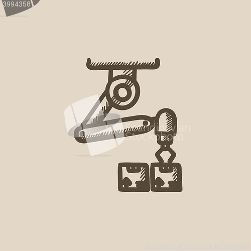 Image of Robotic packaging sketch icon.