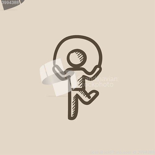 Image of Child jumping rope sketch icon.