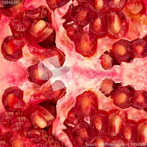 Image of Macro of peeled ripe seeds pomegranate isolated