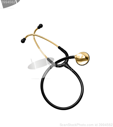 Image of Black medical stethoscope isolated on white