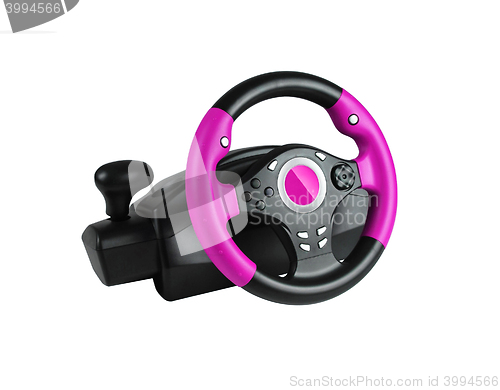 Image of Computer steering wheel. Isolated on white.