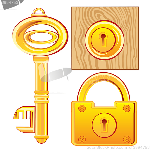 Image of Gold key and lock