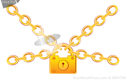 Image of Gold lock on chain