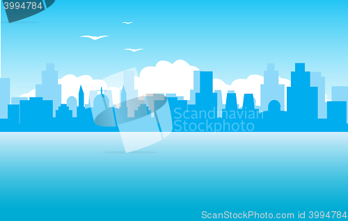 Image of Silhouette of the city on seaside