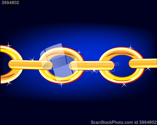 Image of Gold chain on turn blue