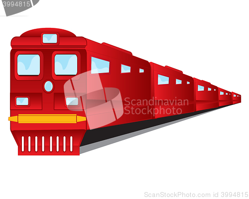 Image of Train of the red colour on white background