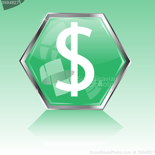 Image of Button with scene of the dollar