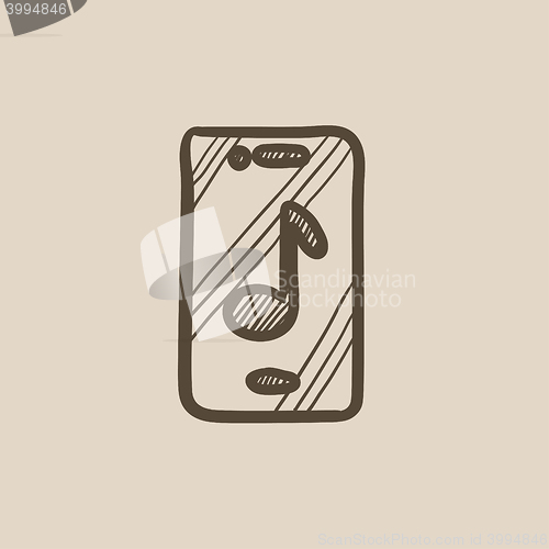Image of Phone with musical note sketch icon.