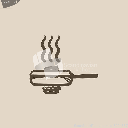 Image of Frying pan with cover sketch icon.