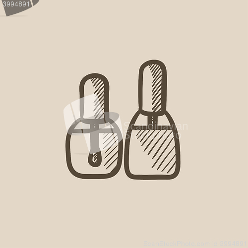 Image of Bottles of nail polish sketch icon.